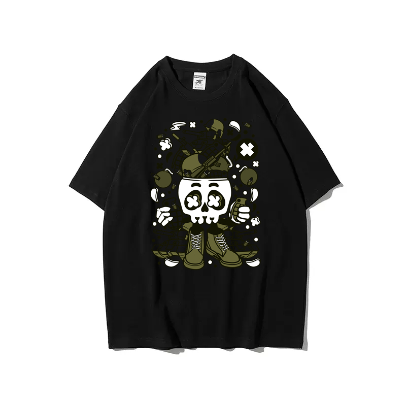 Army Skull Head Black Tshirt