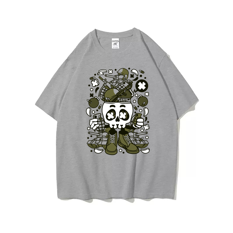 Army Skull Head Grey Tshirt